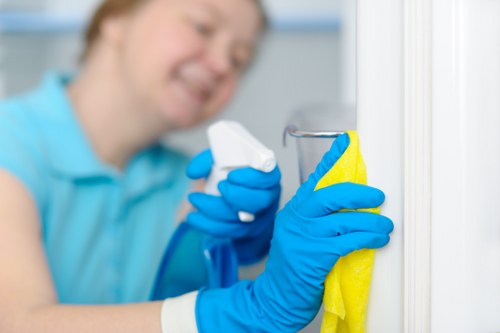 Professional oven cleaner in W14 deep cleaning a kitchen oven